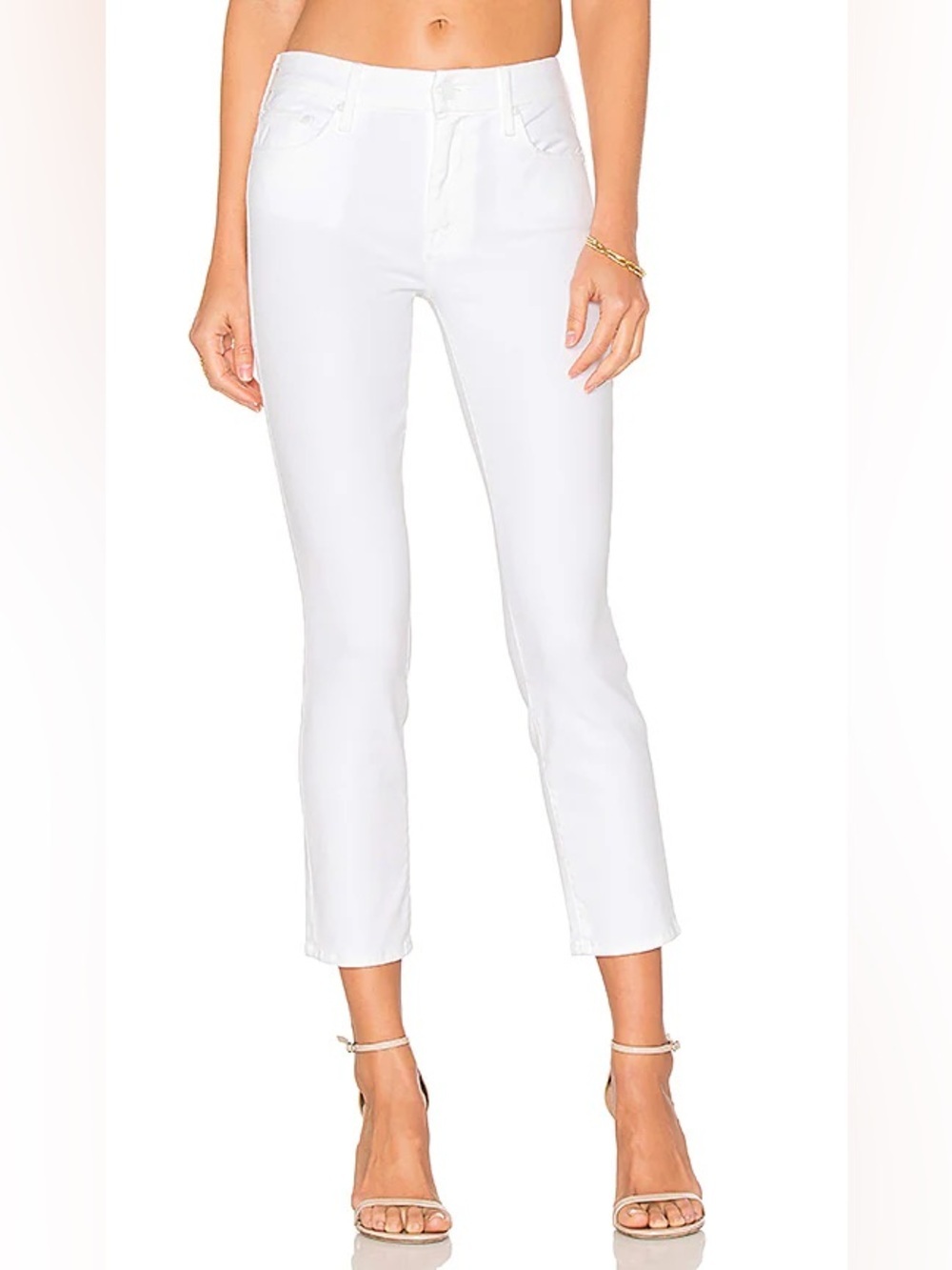MOTHER The Looker Crop Glass Slipper White Jeans Size 26